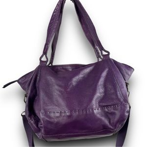 The Sak Purple Leather Hobo Purse Bag With Detachable Crossbody Strap